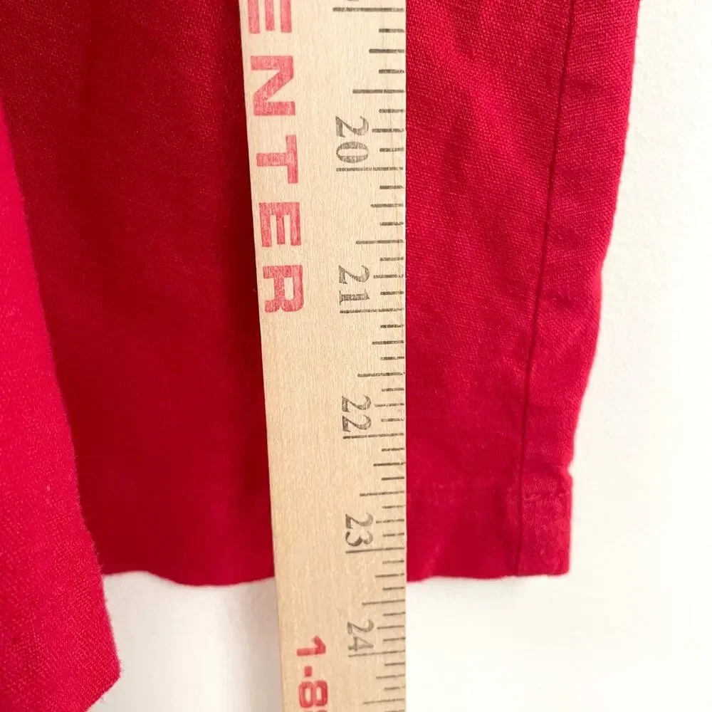 Vintage 90s Liz Claiborne Linen Blend Skirt Large Red Short Minimalist Parisian‎
